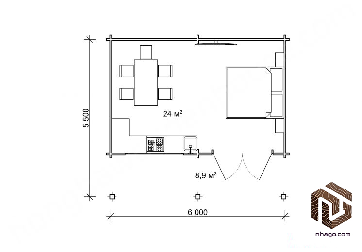 Bản vẽ nhà gỗ bungalow 20