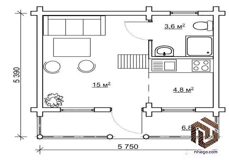 Mẫu bản vẽ nhà gỗ bungalow