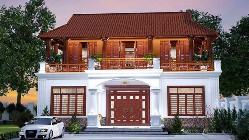 Nhà gỗ 3 gian 2 tầng đẹp