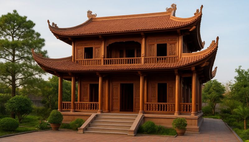 Nhà gỗ 3 gian 2 tầng 