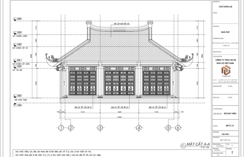 Bản thiết kế nhà gỗ từ đường thờ họ