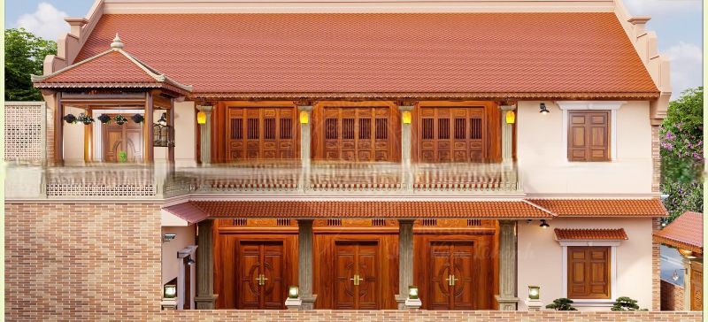 Mẫu nhà gỗ 5 gian 2 chái hiện đại Mẫu nhà gỗ 5 gian 2 chái hiện đại