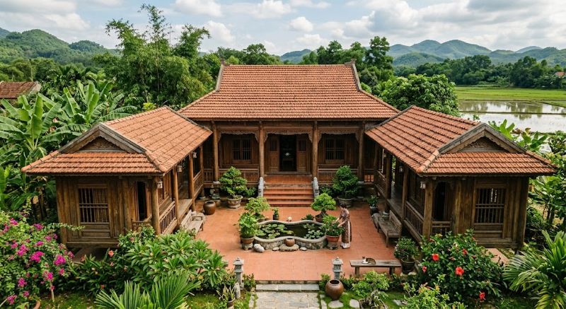 Mẫu nhà gỗ hình chữ U đẹp Mẫu nhà gỗ hình chữ U đẹp